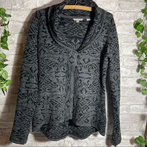 ROYAL‎ Robbins Autumn Rose Cardigan Women’s Sz S Dark Gray & Black Jacquard